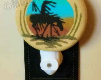 Southwestern night lights, End of the trail sand painting by Native American Artist Molly Goldtooth,  Ceramic, Southwestern Decor