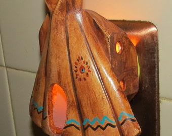 TeePee Southwestern Ceramic sculpture Night Light,  made in NM USA, Native American night light, HandmadeSouthwestern night light