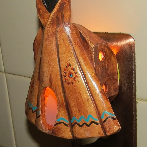 TeePee Southwestern Ceramic sculpture Night Light,  made in NM USA, Native American night light, HandmadeSouthwestern night light