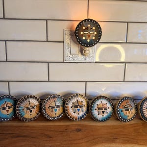 Handmade Southwestern Kokopelli Sunface Night Light |  Native American Inspired Decor | Plug-In Accent Light | New Mexico Pottery Gift