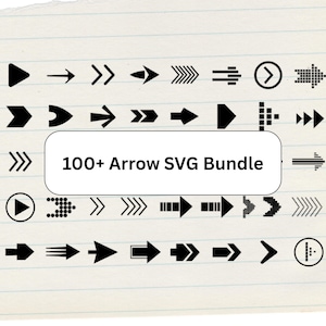 Paquete de flechas SVG, más de 100 diseños vectoriales editables con botones de reproducción.