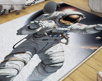 Space Themed Astronaut Kids Nursery Rug with Pillow Case | Cute Baby Room Gift & Kids Room Decor, gifts for kids, nursery decor