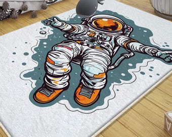 Space Themed Astronaut Kids Nursery Rug with Pillow Case - Cute Baby Room Gift & Kids Room Decor, gifts for kids, nursery decor