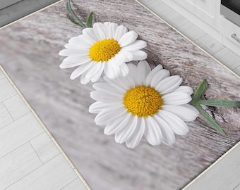 Daisy Floral Flowers Kitchen Runner Rug Non-Slip Washable Floor Mat Modern Floral Design Home Decor Kitchen Mat