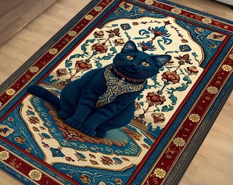 Whimsical Cat Rug Gothic Decor Dark Cottagecore Dark Academia Rug Moody Maximalism Cat Lovers Housewarming Gift
