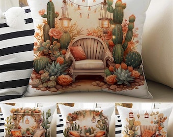 Pillow Cases Wild Western Cactus Both Sides Printed Cozy Cottagecore Accent Cushion Cover Housewarming Gift