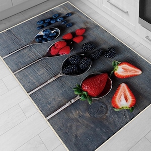 Fruits Theme Non-Slip Kitchen Runner Rug - Washable Floor Mat, Modern Home Decor Kitchen Mat, Durable Anti-Fatigue Mat, Kitchen Decor Gift