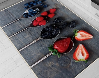 Fruits Theme Non-Slip Kitchen Runner Rug - Washable Floor Mat, Modern Home Decor Kitchen Mat, Durable Anti-Fatigue Mat