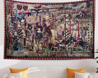 French Wall Tapestry Le Tournai Vintage Style Lightweight Hanging Art for Living Room & Bedroom Home Decor