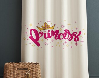 Pink Princess Kids Room Curtains, Custom Size Girls Window Drapes, Nursery Decor & Gift Pillow Case