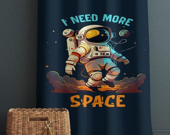 Astronaut Space Kids Nursery Curtains & Custom Size Drapes with Matching Pillow Covers – Gift for Children's Room Decor