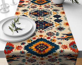 Table Runner Vintage Turkish Kilim Rug Ethnic Ottoman Textile Retro Dining Room Decor Accent Home Decoration