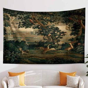 French Tapestry Woven Wall Hanging Verdure Château And Garden French Country Wall Tapestry Vintage Wall Hanging Cotton European Tapestry