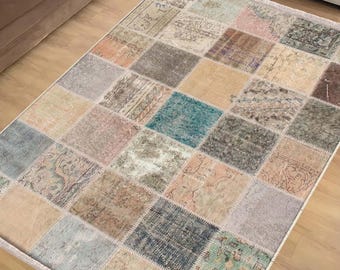 Vintage Kilim Area Rug Runner, Retro Patchwork Boho Accent Carpet, Turkish Anti-Slip Floor Mat with Pillowcase Gift, Chenille Washable Rug