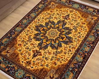 Persian Anatolian Classic Area Rug|Ethnic Oriental Turkish Rug|Vintage Carpet|Chenille Washable Rug |Ottoman Court Carpet|Turkish Kilim Rug