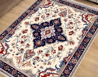 Persian Anatolian Classic Area Rug|Ethnic Oriental Turkish Rug|Vintage Carpet|Chenille Washable Rug |Ottoman Court Carpet|Turkish Kilim Rug