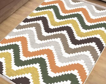 Southwest Stripes Colorful Area Rug|Ethnic Print Turkish Rug|Vintage Carpet|Washable Living Room Rug|Ottoman Court Carpet|Traditional Decor