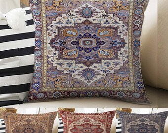 Turkish Kilim Pillow Covers - Colorful Ethnic Rug Design Cushion Case, Vintage Style Accent Throw Pillows for Home Decor