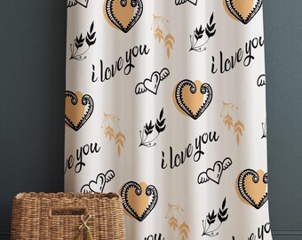 Love Hearts Kids Nursery Curtains & Custom Size Window Drapes with Gift Pillow Covers for Girls Room Decor