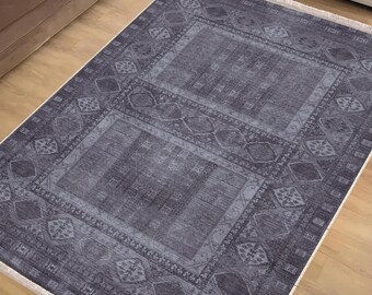 Gray Southwest Classic Area Rug|Ethnic Print Turkish Rug|Vintage Carpet|Washable Living Room Rug|Ottoman Court Carpet|Traditional Decor
