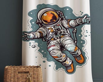 Space Astronaut Theme Curtains Custom Size | Kids Room Decor, Space Explorer Window Drapes, Outer Space Nursery Curtains