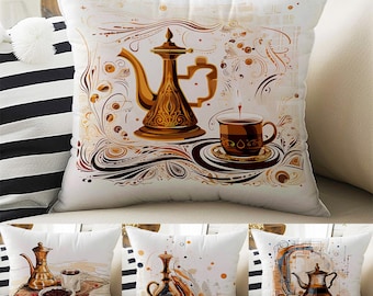 Pillow Cases Vintage Retro Coffee Theme Both Sides Printed Cozy Cottagecore Accent Cushion Cover Housewarming Gift