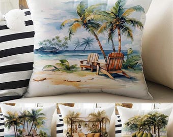 Pillow Cases Tropical Summer Beach Theme Both Sides Printed Cozy Cottagecore Accent Pillows Housewarming Gift
