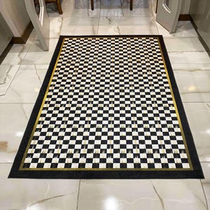 Checkered Black White Kitchen Rug Runner, Washable Modern Floor Mat, Checkerboard Rug, Kitchen Decor, Housewarming Gift, Checker kitchen mat