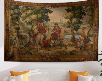 Vintage French Kings Pipers Wall Tapestry – Boho Bedroom & Living Room Decor, Detailed Artwork Textile, Unique Home Accent