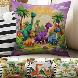 Decoración para habitación infantil: lindas fundas de almohada de dinosaurios, cojines llamativos para guardería y fundas de almohada decorativas para sala de juegos.