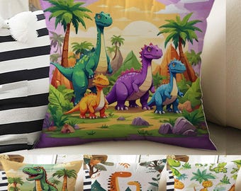 Kids Room Decor Cute Dinosaur Pillow Covers, Bold Nursery Cushion & Decorative Children Throw Pillowcases for Playroom