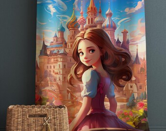 Medieval Princess Castle Curtains for Girls Bedroom, Custom Size Window Drapes, Nursery Decor & Gift Pillow Case