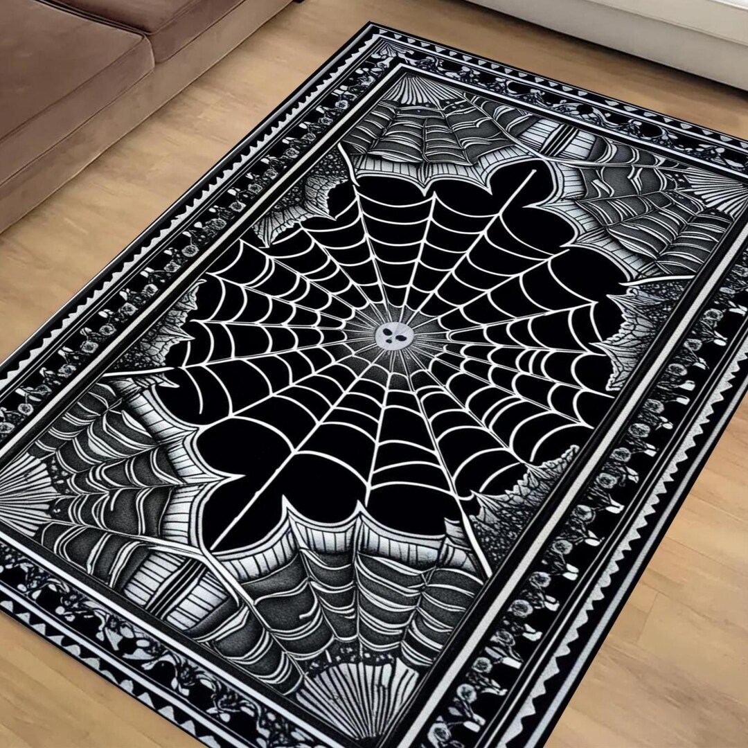 Spider Rug Black White Gothic Decor Dark Academia Living Room Area ...