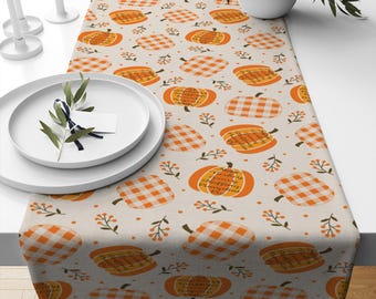 Table Runner Fall Autumn Pumpkins Halloween Dining Room Decor Unique Textile Accent Home Decoration, Farmhouse Decor
