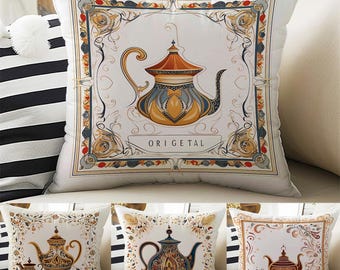 Pillow Cases Vintage Retro Teapot Design Both Sides Printed Cozy Cottagecore Accent Pillow Cushion Housewarming Gift