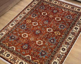 Brown Southwest Classic Area Rug|Ethnic Print Turkish Rug|Vintage Carpet|Washable Living Room Rug|Ottoman Court Carpet|Traditional Decor