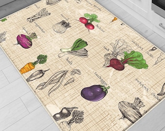 Vegetables Kitchen Runner Rug Non-Slip Washable Floor Mat Modern Decor Kitchen Mat Durable Anti-Fatigue Carpet Home Cooking Area Rug
