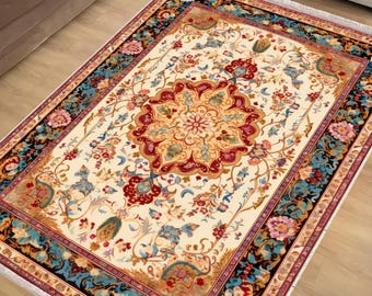 Anatolian Colorful Area Rug|Ethnic Oriental Turkish Rug|Vintage Carpet|Chenille Washable Rug |Ottoman Court Carpet|Turkish Kilim Rug