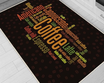 Coffee Theme Non-Slip Kitchen Runner Rug, Washable Modern Kitchen Mat, Home Decor Floor Mat for Cooking & Dining Areas
