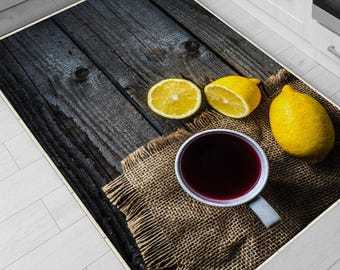 Lemons Kitchen Runner Rug Washable Non-Slip Mat, Modern Home Decor Floor Mat for Kitchen, Durable & Stylish Runner