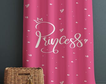 Pink White Princess Kids Nursery Curtains, Custom Size Drapes for Girls Room Decor, Gift Pillow Covers