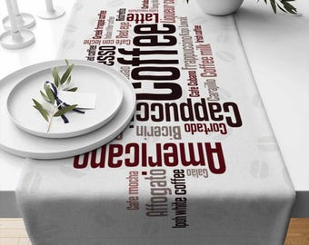 Table Runner White Coffee Colorful Cafe Theme Modern Dining Room Decor Accent Home Decoration