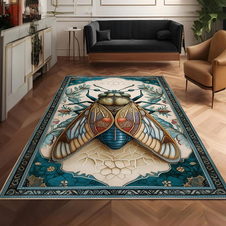 Weirdcore Rugs Cicada Rug for Weirdcore Cottagecore Decor, Whimsical Colorful Funky ...