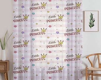 Princess Pink White Sheer Curtain for Girls Kids Room –Little Princess Nursery Net Voile, Lightweight & Machine Washable