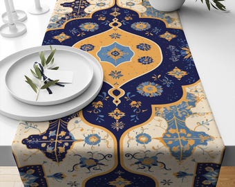 Table Runner Vintage Turkish Ottoman Kilim Rug Ethnic Dining Room Decor Textile Accent Home Decoration, Farmhouse Decor