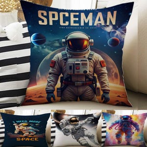 Decoración para habitación infantil: lindas fundas de almohada con astronautas, cojines llamativos para guardería y fundas de almohada decorativas para sala de juegos.