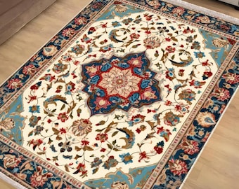 Persian Anatolian Classic Area Rug|Ethnic Oriental Turkish Rug|Vintage Carpet|Chenille Washable Rug |Ottoman Court Carpet|Turkish Kilim Rug
