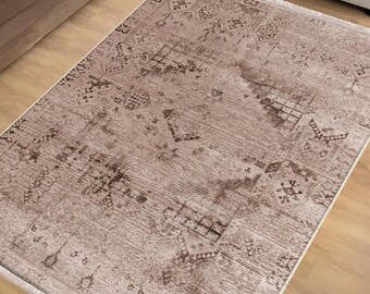 Brown Anatolian Classic Area Rug|Ethnic Print Turkish Rug|Vintage Carpet|Washable Living Room Rug|Ottoman Court Carpet|Traditional Decor
