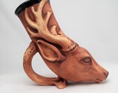Stag Rhyton, Deer Drinking Horn, Sculpture Art Mug, Renaissance Fantasy Festivals, Game of Thrones, Ritual Vessel, Unique Art Gift