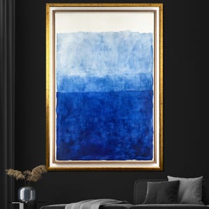 Mark Rothko Blue Abstract Canvas Painting - Modern Wall Art in Deep and Light Blue Tones - Large Canvas Gift Idea